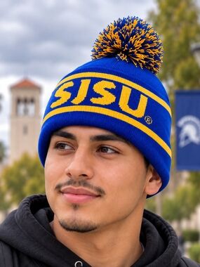 Lids SJSU San Jose State Royal Blue & Gold Pom Beanie